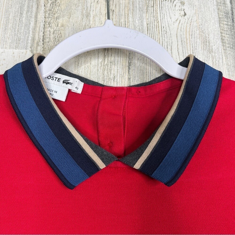 Lacoste Womens Shirt Size 42 US 10 Large Womens Red Polo Golf Performance Wear - Picture 2 of 11